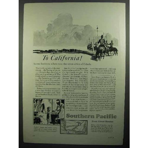 1930 Southern Pacific Railroad Ad - To California