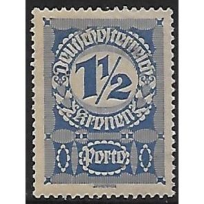 Po Mi 85 y (*): 1½ Kr. deep blue Postage Due Stamp: Numeral, grey paper.