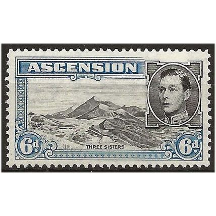 Ascension Island 1944 SG43b 6d Black & Blue Perf 13 Mounted Mint .. ..