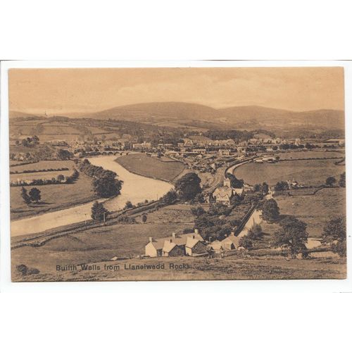 Builth Wells from Llanelwedd Rocks Brecknockshire 1911 Postcard