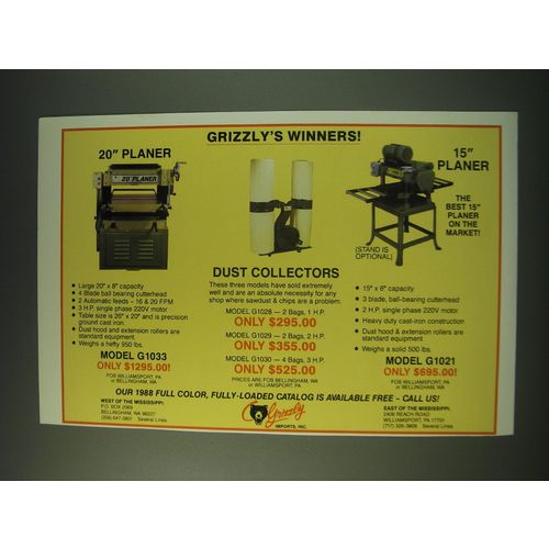 1988 Grizzly Imports, Inc. Tools Ad - Grizzly's Winners!