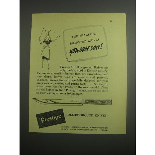 1948 Prestige Hollow-ground Knives Ad - sharpest smartest knives you ever saw