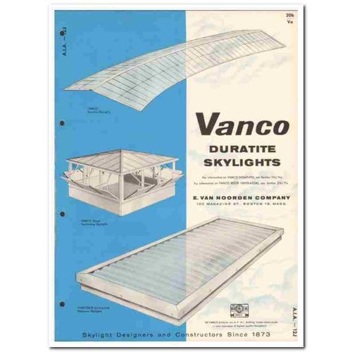 E VAN NOORDEN COMPANY 1958 Vanco Duratite skylights vintage catalog