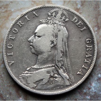 1891 Queen Victoria Silver 92.5% Jubilee Head Half-crown