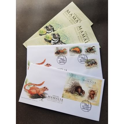 Malaysia Protected Mammals III 2005 Porcupine Wildlife Otter Civet (FDC) *toning