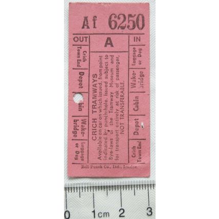 Vintage: Crich Tramways A ticket - red