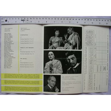 1962 flyer Leeds Grand Theatre, Curtmantle, Troilus & Cressida & The Devils