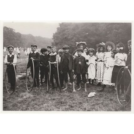 Hula Hoop Bicycle Tyre Childrens Hoops Game Postcard
