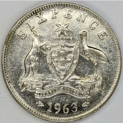 AUSTRALIA 1963 Sixpence 50% Silver (A)