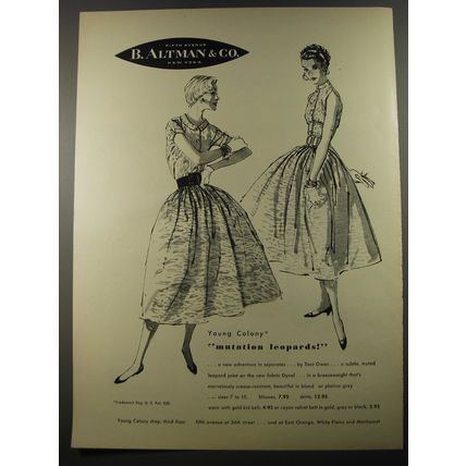 1954 B. Altman Separates by Toni Owen Ad - Young Colony mutation leopards