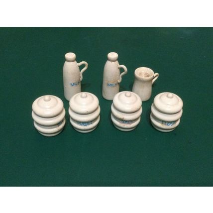 Cream Jar & Jug Set - 7 pieces 1:12th Dolls House Miniature