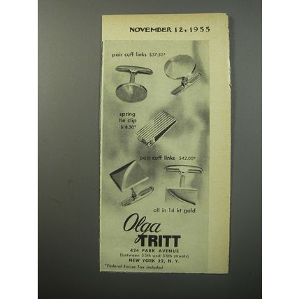 1955 Olga Tritt Jewelry Advertisement - Pair cuff links $37.50