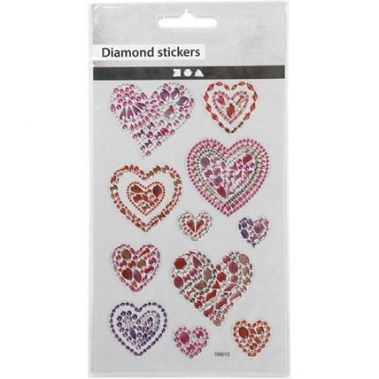 Heart Diamond Stickers Rhinestone 1 sheet of 11 Embellishment Scrapbooking CR117