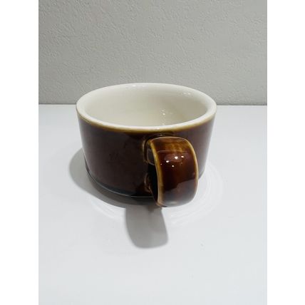 Hall Mug Pottery Soup Bowl Brown Handle Drinkware Vintage