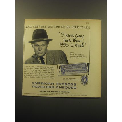 1959 American Express Travelers Cheques Advertisement - Richard Widmark