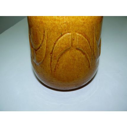 Vintage 1960's Israeli Mitzpeh Rimon Glazed Ceramic Brown Vase, H 14.8 cm