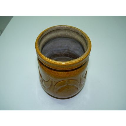 Vintage 1960's Israeli Mitzpeh Rimon Glazed Ceramic Brown Vase, H 14.8 cm