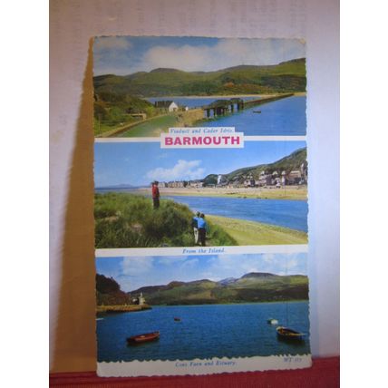 multiview, BARMOUTH, SNOWDONIA, WALES used vintage postcard 1967 postmark =