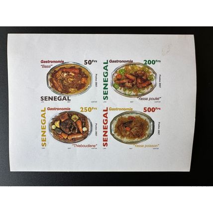 Sénégal 2007/2008 Bl. 107 IMPERF Non dentelé Gastronomie Dishes 4 val. RARE MNH