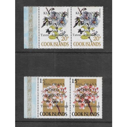 COOK ISLANDS 1970 KIA ORANA APOLLO 13 ASTRONAUTS 2x PAIR MARGINAL MNH faults