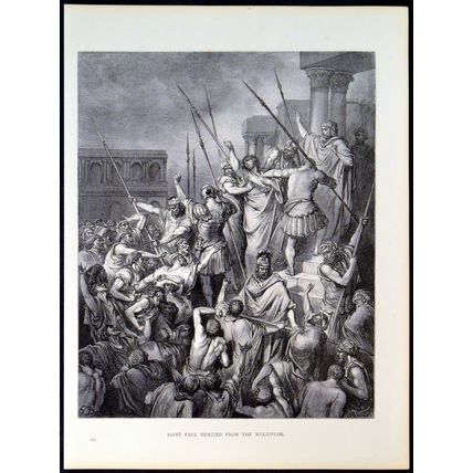 SAINT PAUL RESCUED FROM THE MULTITUDE 1885 Gustave Doré ANTIQUE ENGRAVING