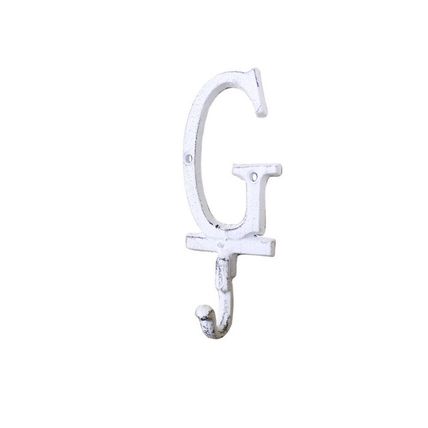 Pack Of 2] Whitewashed Cast Iron Letter G Alphabet Wall Hook 6""