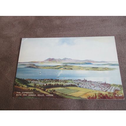1930s Valentines Postcard -Bute & Arran Hills Largs, Ayrshire - Artist A551