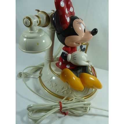 Vintage Telemania Disney Minnie Mouse Landline Phone Pushbutton* WORKS