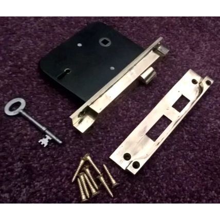 Old Rebated Mortice Lock 2 Lever Has 1 Working Key and Keeper (LEFT HANDED LOCK)