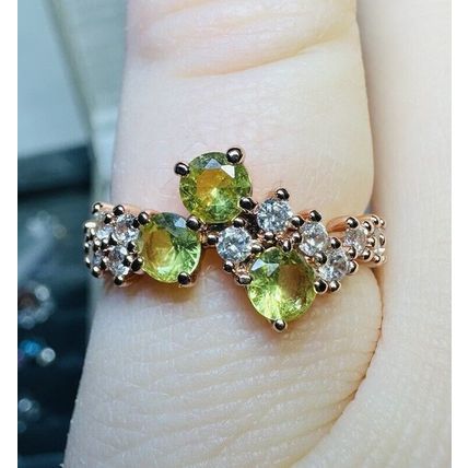 Ring Bomb Party Sz6 RBP Radiant Green Gems Rose Gold P Band Costume Jewelry