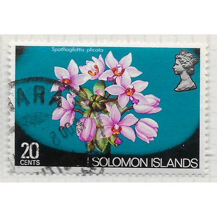 SOLOMON ISLANDS 1972 FLORA 20c GROUND ORCHID PHILIPPINE Spathoglottis plica USED