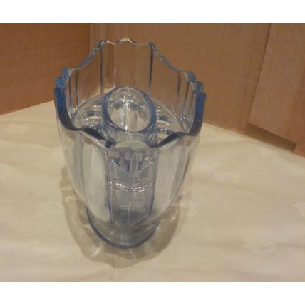 Art Deco Blue Oval Glass Vase with Frog (21cm long x 9cm wide x 9cm tall)