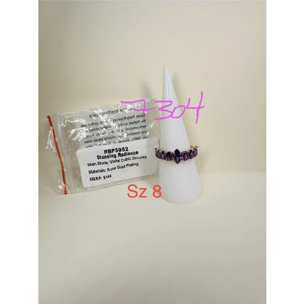 NIB Bomb Party Sz8 Revealed Ring RBP5952 Stunning Radiance Violet CZ Rose Gold P