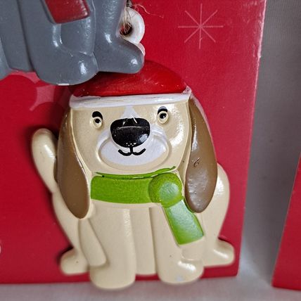 Lot 7 DOG Christmas ORNAMENTS Holiday Time Puppy 2" Holiday Decor