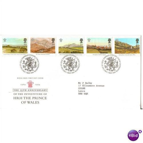 GREAT BRITAIN 1994 PAINTINGS BY PRINCE CHARLES FDC SPECIAL CAERNARFON CDS