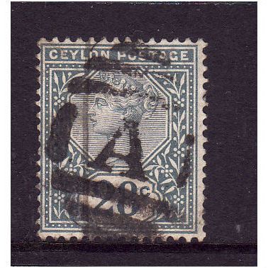 CEYLON 1886 SG 199 28c SLATE FINE USED #1