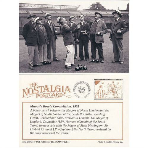 Postcard Bowling London Mayor Bowls Competition 1933 - Nostalgia