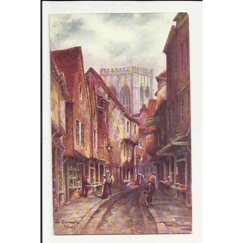 Yorkshire YORK The Shambles Art Postcard by Tom Dudley