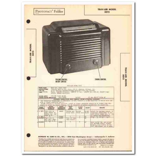 trav-ler model 5015 5-tube am radio receiver sams photofact manual