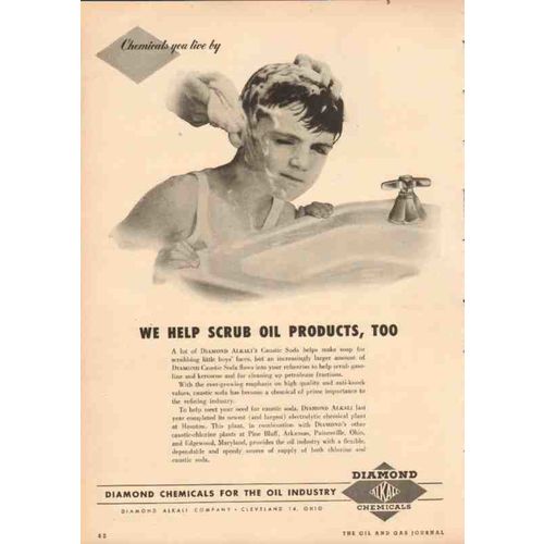 diamond alkali company 1950 scrub oil products chemicals vintage ad