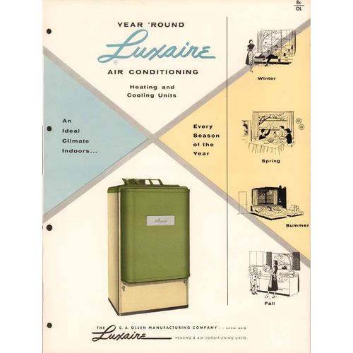 c a olsen mfg company 1956 luxaire air conditioning vintage catalog