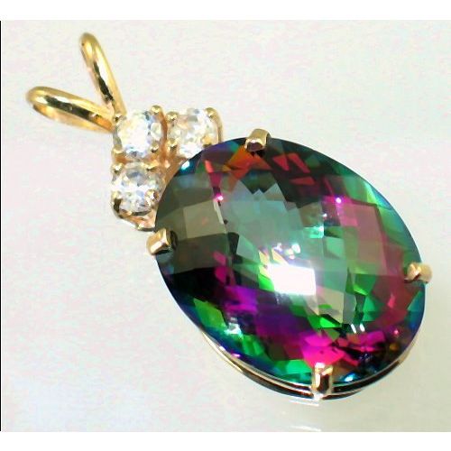Mystic Fire Topaz, 14KY Gold, P016