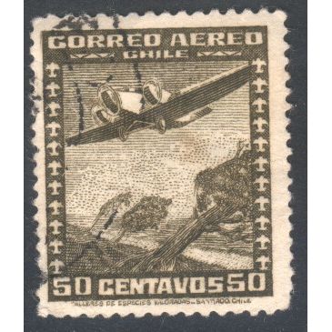 Chile 1934 (Air) - SG240 - 50c brown - Junkers G-24 over Landscape - used