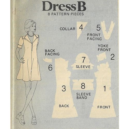 Butterick 3626 Sewing Pattern Misses Dress in 2 lengths Size 12 Used Ca. 1970s