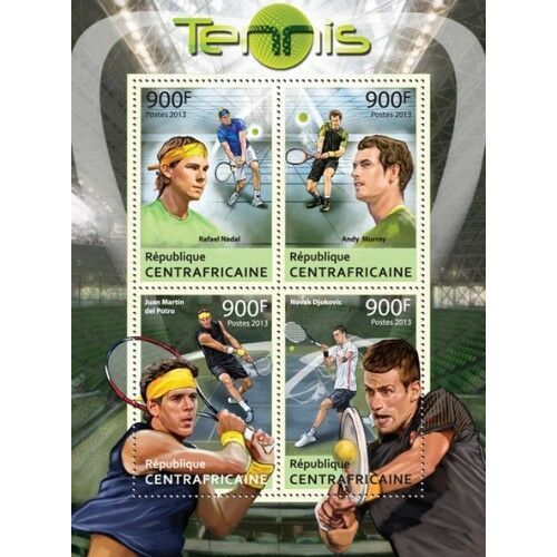 CENTRAL AFRICA 2013 SHEET MNH TENNIS PLAYERS SPORTS TENIS