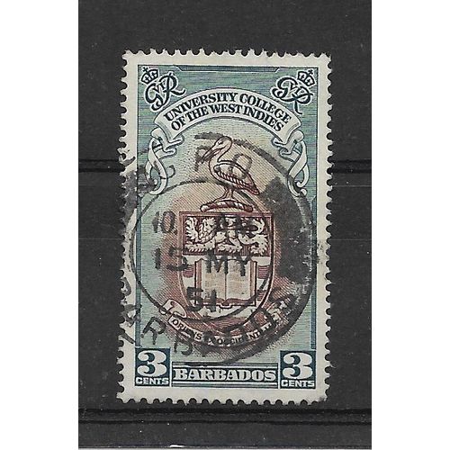 Barbados.SG283 3c Brown and Blue-Green.Fine Used.July19
