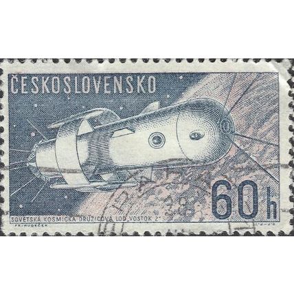 CZECHOSLOVAKIA, SPACE, Vostock II, blue & pink 1962, 60h