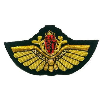 NORWAY AIR FORCE PILOT GOLD BULLION WIRE WING EXCELLENT QUALITY CP BRAND