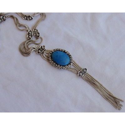 Oriental blue agate necklace