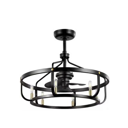 Progress Copan 28.75" Indoor/Outdoor Inustrial Black & Gold Cage Fan w/ Remote